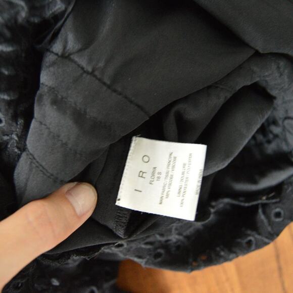 IRO Romper Size 40 Black Eyelet Embroidered Florya Romper | Size 40 - Picture 8 of 9